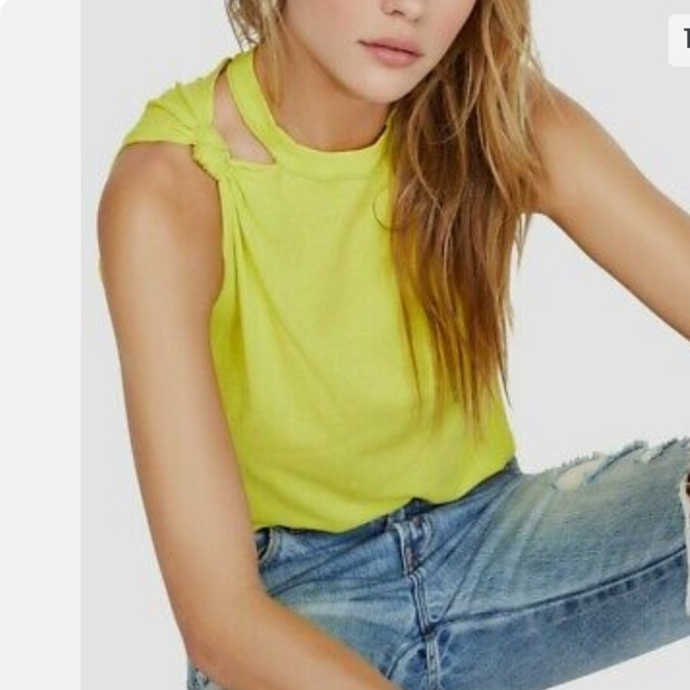 WE THE FREE-FREE PEOPLE NWT SUPER CUTE ZEST COLOR TANK TOP WITH KNOTTED …